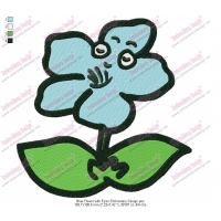 Blue Flower with Eyes Embroidery Design